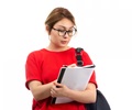 Female student with notebooks